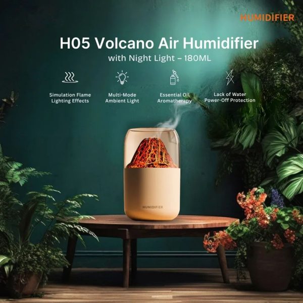 H05 Volcano Air Humidifier with Night Light – 180ML - Image 2