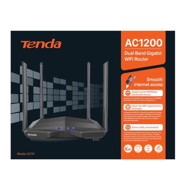 Tenda AC10 AC1200 1200Mbps Dual Band 4 Antenna Gigabit WiFi Router - Image 2