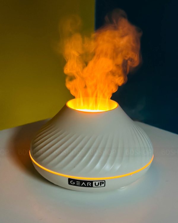 GearUP DQ705 Volcanic Flame Mini Humidifier With Color Night Light- White