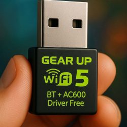 GearUP 600Mbps Dual Band WiFi + Bluetooth Adapter For Windows PC/Laptop- (Driver Free Version, WiFi Hotspot Supported, 2.4GHz + 5GHz)