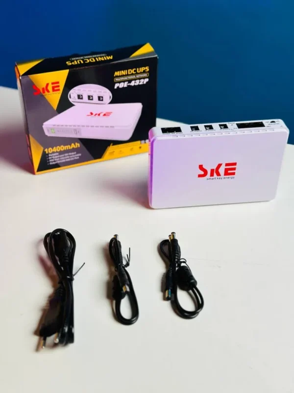 SKE POE 432P Mini DC UPS 25Watt 5v 9v 12v & PoE support 15/24v – 10400MAH