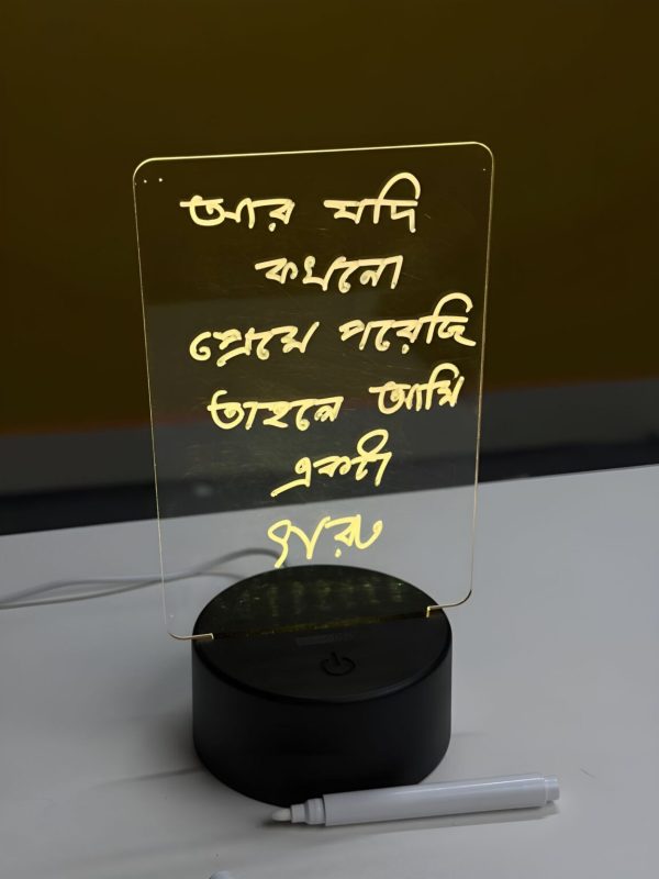 GearUP Acrylic Multicolor Night Lamp with Writable Board and Eraser Pen – Black - Image 2